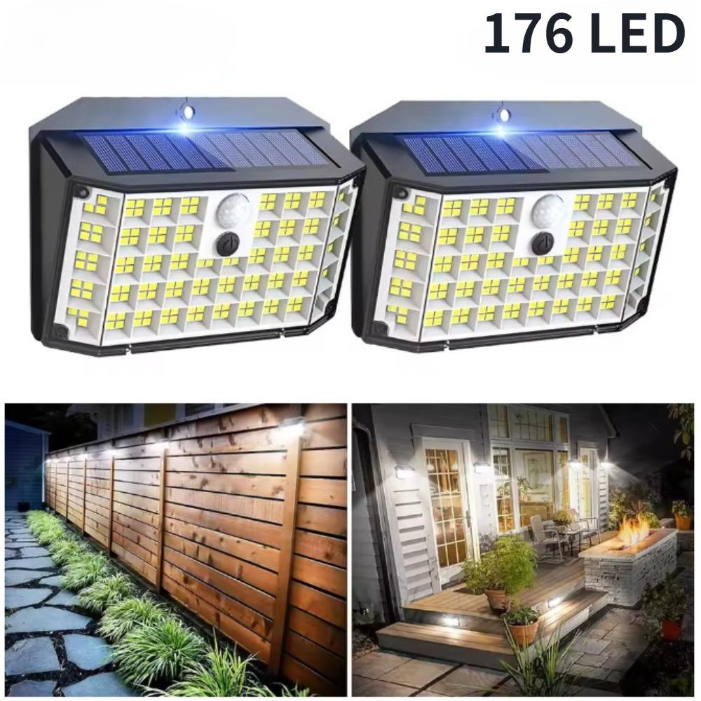 Solar Outdoor Lights 176 LED Solar Powered Motion Sensor Flood Lights IP65 Waterproof 3 Modes Wall Lamp For Outside Porch Yard