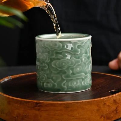 Tasse simple de style chinois en jade nuage auspicieux tasse de maître rétro service à thé céladon four Yue tasse à thé personnelle kung fu échantillon