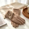 Plush Lining Winter Gloves Windproof Thick Gloves Fashion Touch Screen Gloves  Women