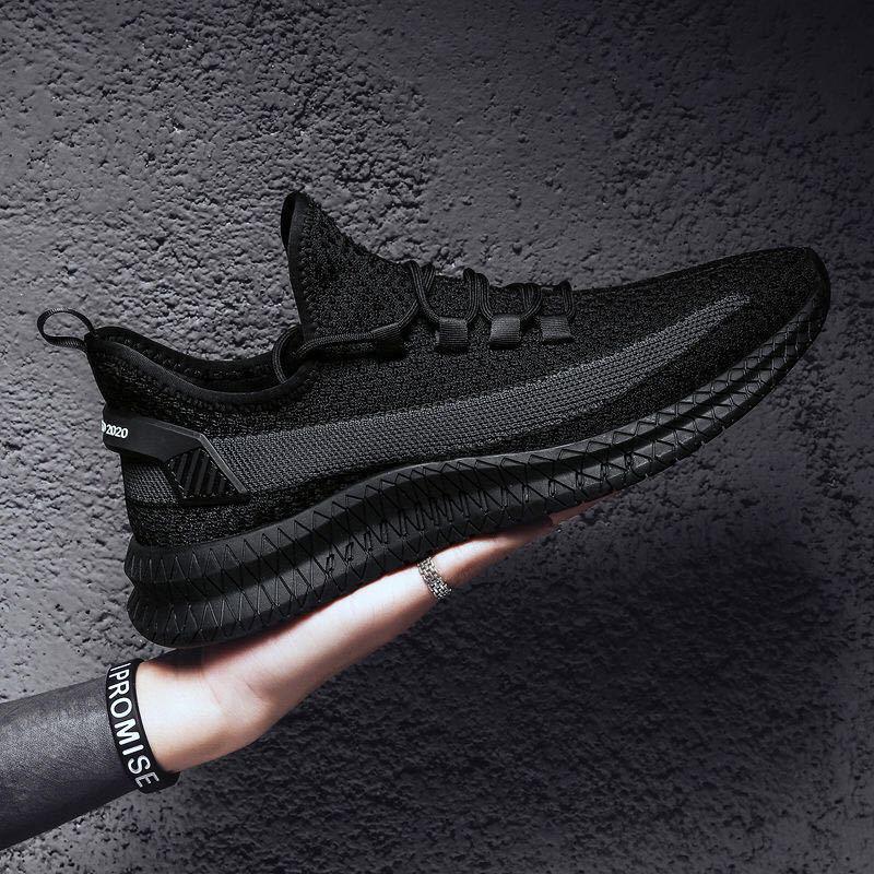 New 2025 Breathable Soft Sole Trendy Black Men's Casual Korean Style Running Shoes
