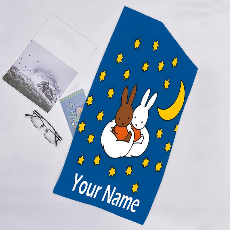 1pc Miffy3 Beach Towel with Custom Name, Beach/Swimming/Bath/Picnic/Camping Towel, Suitable for Seaside Beaches