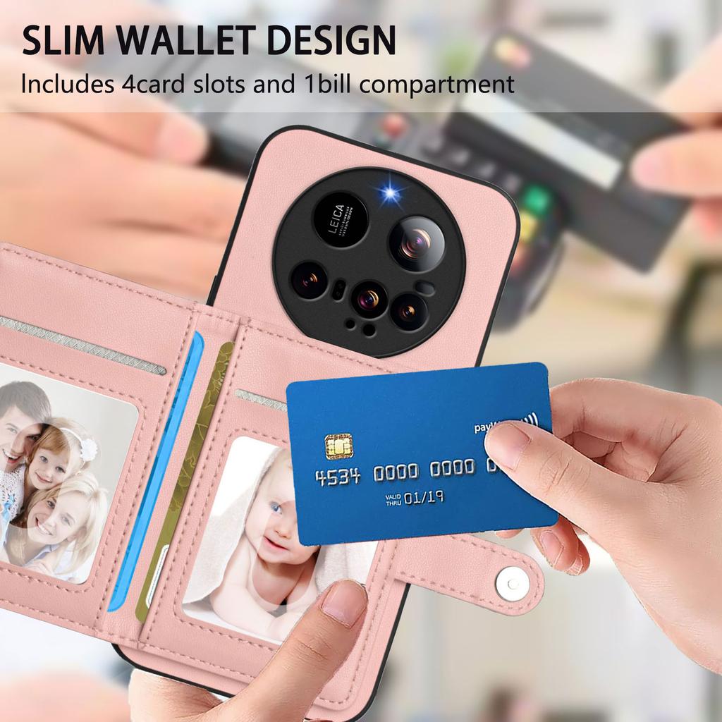 Für Xiaomi 15 Ultra Hülle RFID-Blockierender Kartenhalter Ständer TPU+PU-Leder Handy-Rückseite