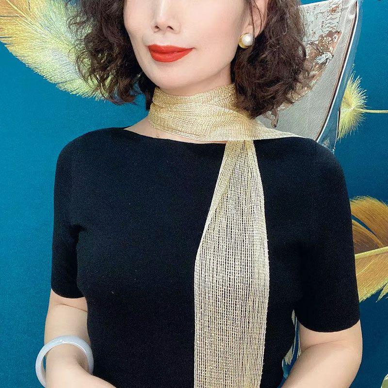 Four Seasons with Streamer Towel Temperament Fashionable Women Summer Scarf