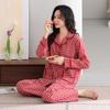 Woven Cotton Gauze Pajamas Women's Spring and Autumn Pure Cotton Long-sleeved 1011 New Autumn and Winter Loungewear Set with Chest Pads