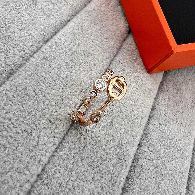 Hochwertiger, vergoldeter Diamant-Pagodenring im H-Stil – Vielseitiges Modeaccessoire im europäischen und amerikanischen Stil