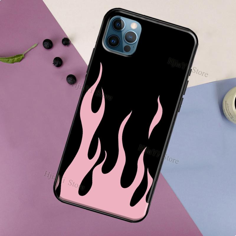 Flame Aesthetic Light Blue Fire Pink Case For iPhone 13 12 11 14 Pro Max 6S 7 8 Plus SE 2020 12 13 Mini X XR XS Max Back Cover