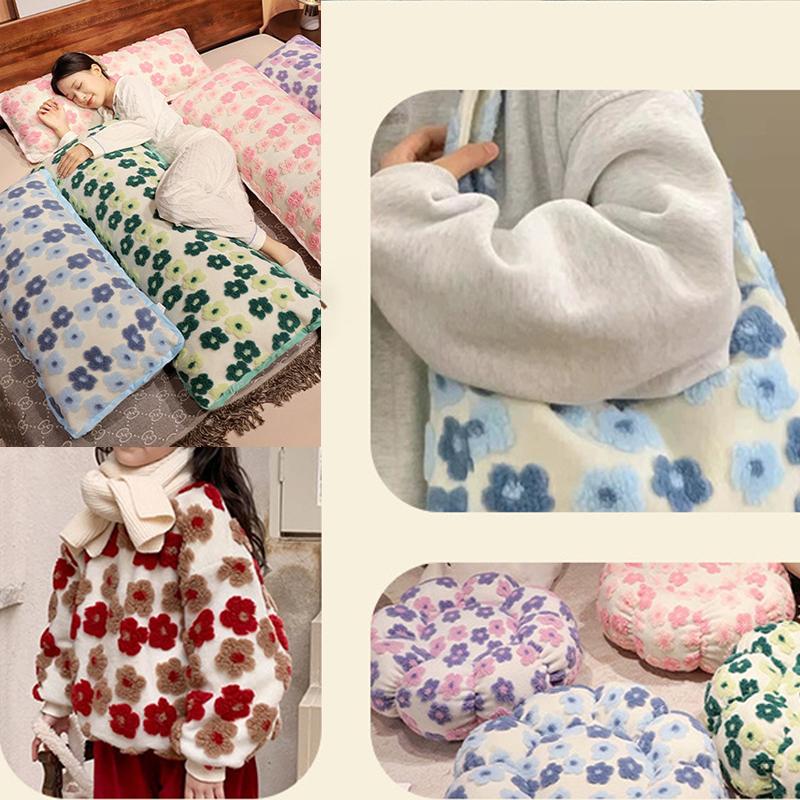 160x50cm Lammwolle Jacquard Lila Kleine Blume Stoff Für Decken Kissen Wintermäntel Hüte Plüschtiere Bettwäsche DIY Stoffe