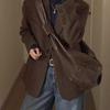 Korean Style Petite Wool Blazer Coat Elegant Herringbone Autumn Winter Jacket for Women