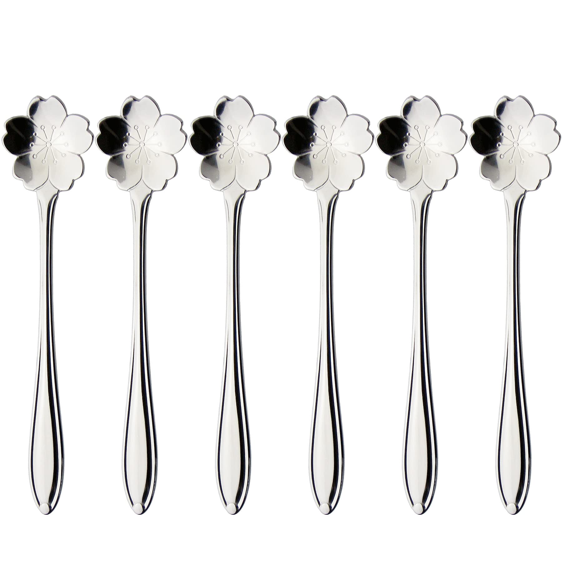 Nagao Flower Cutlery Coffee Sakura 5 pieces 1 Made in Japan Spoons, (Cherry Blossom) Design, + extra,