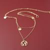 Popular Fashion Personalized Street Photography Trendy Disc World Map Pendant Double Necklace Set Jewelry