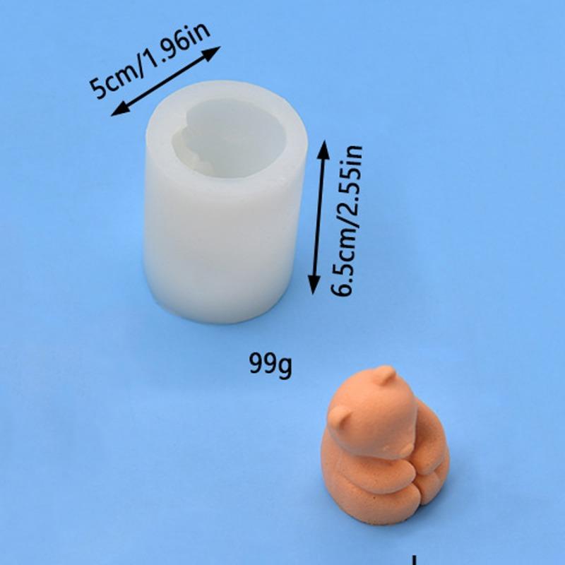 Cute Polar Bear Candle Silicone Mold Handmade Little Bear Craft Cement Gypsum Soap Mold DIY Chocolate Ice Cake Baking Tool