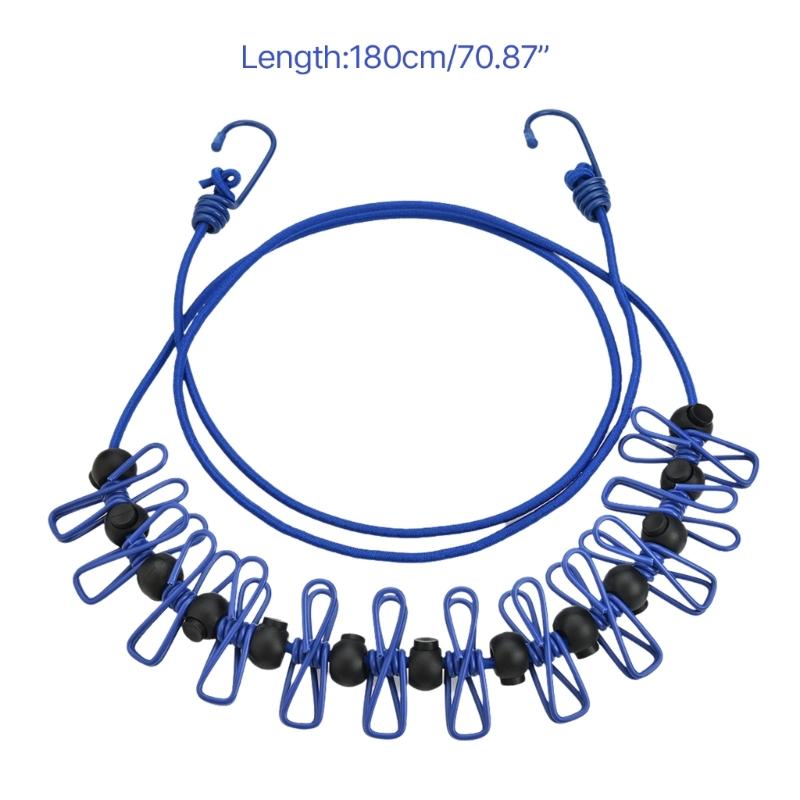 Stretch Clotheslines Elastics Clotheslines Travel Washing Line Adjust able Retractable Airer Wind proof Rope with 12Clip