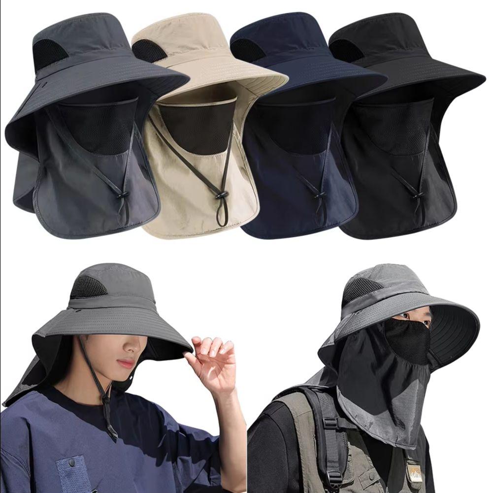 Letnie kapelusze przeciwsłoneczne Ochrona UV Czapka wędkarska na zewnątrz dla mężczyzn i kobiet Piesze wycieczki Camping Daszek Kapelusz typu Bucket z klapką na szyję Kapelusz rybaka