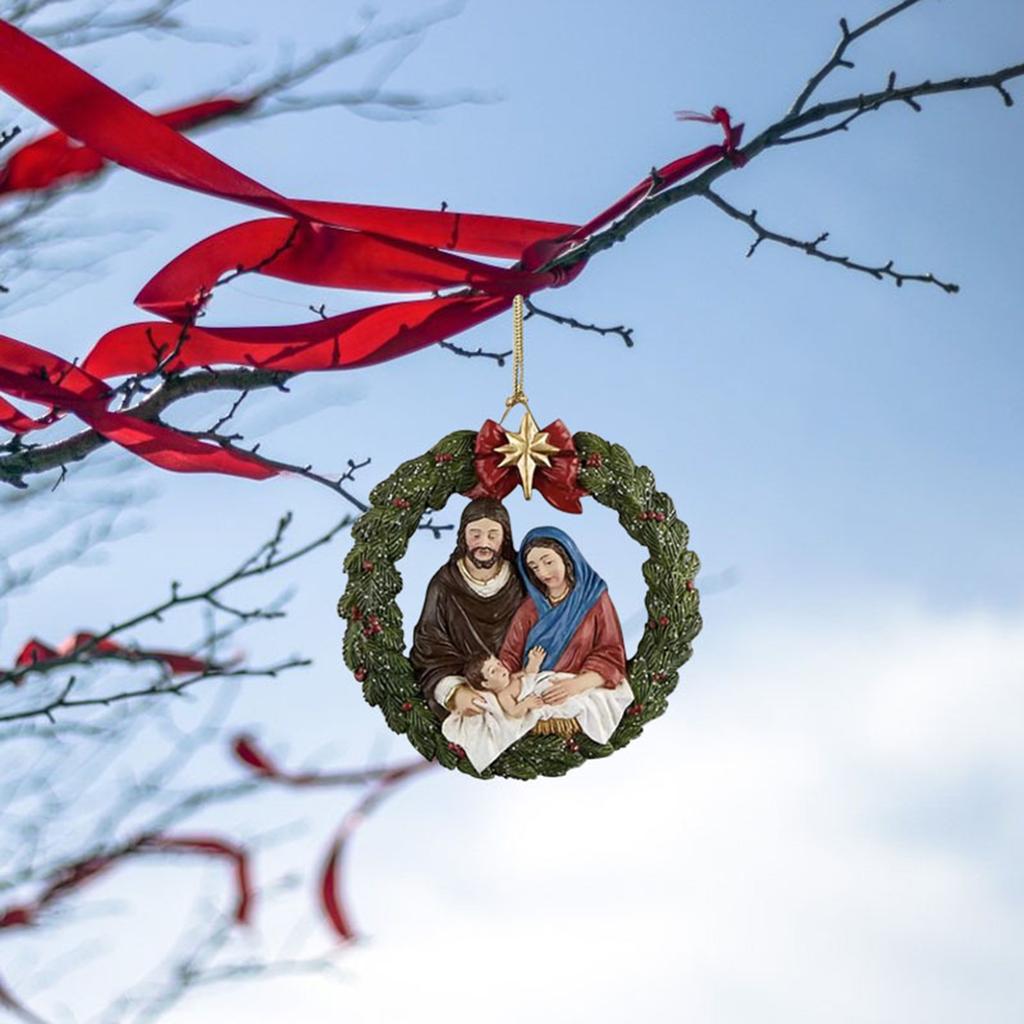 Nativity Christmas Tree Pendant Jesus Christ Hanging Ornaments New Year Acrylic Indoor Nativity Scene Decor for House Ornament