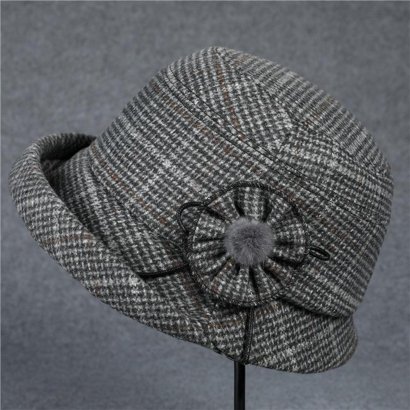 

Fisherman s hat Children s autumn and winter warm temperament British plaid casual versatile basin hat M（56-58cm）
