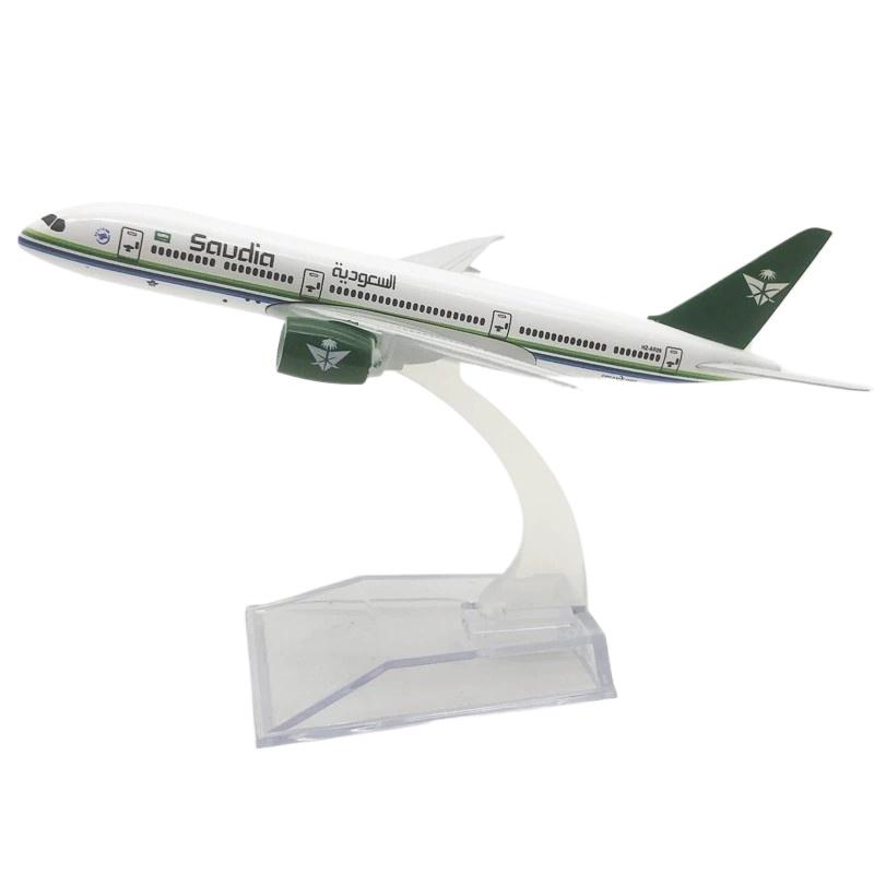 

1/400 Scale Saudia Arabia B787 Plane Airplane Model Aircraft Model 16cm Diecast Metal Planes Model Toy with Stand Aviation зелений/білий