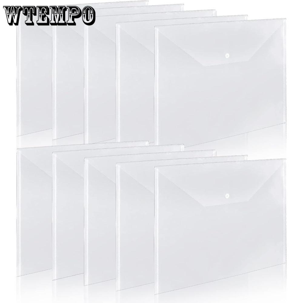 10pcs Tabloid Size Document Folder Organizers with Snap Closure Clear Snap Closure File Folder Poly Oversized Envelope File Folder
