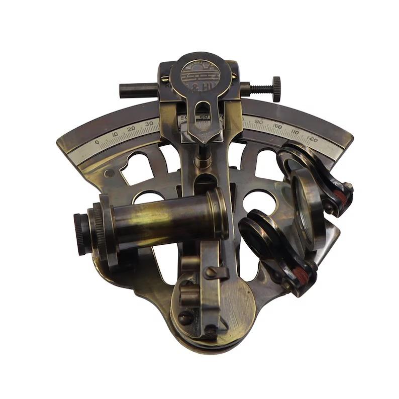 

Personalised Gunmetal Sextant with Wooden Box - Nautical Maritime Decor 5 inch чорний/коричневий