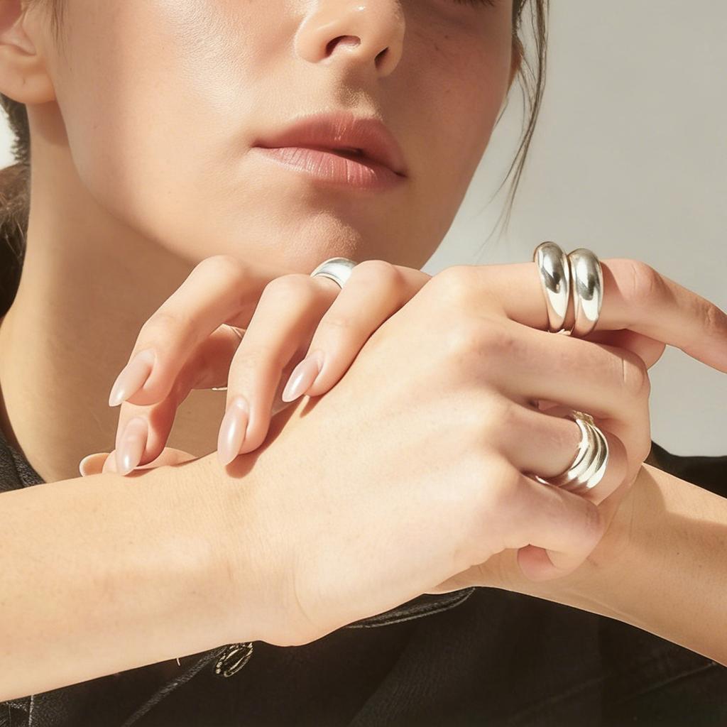 Minimalist 18K Gold Plated Stainless Steel Chunky Dome Ring for Women, Sizes 5 6 7 8, Waterproof Non Tarnish Statement Jewelry