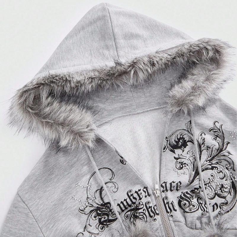 European and American retro patchwork cardigan, autumn and winter casual waist cinching, slimming short hoodie