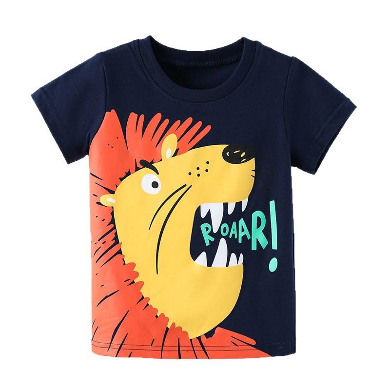 Boys' Short-Sleeved T-Shirt: Stylish Dinosaur Print Children's Crew Neck T-Shirt