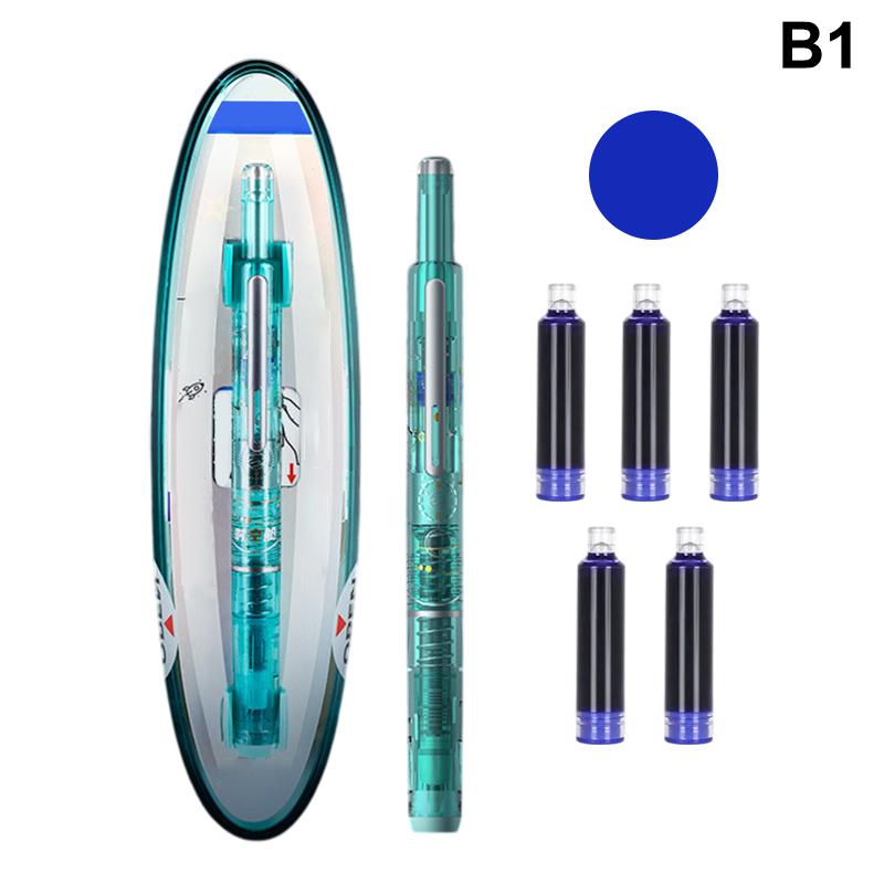 Fountain Pen Retractable Ef Nib Set Blue & Black Ink Smooth Writing Calligraphy Journaling Sketching Pen Office School Supplies