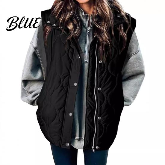 Cappotto Invernale Donna Colore Unico Spesso Senza Maniche Collo a Revers Gilet in Cotone Capo d'Abbigliamento Imbottito con Tasche