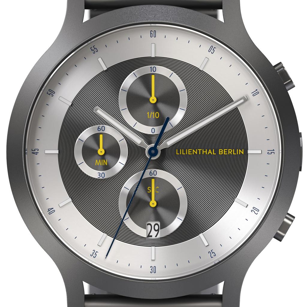 Lilianthal Berlin Chronograph Watch with Date Made in Gray CD1-004-B009F Men's Display, Germany,