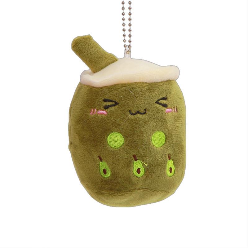 Cartoon Panda Cute Rabbit Fruit Milk Tea Cup Plush Toy Pendant Keychain Kids For