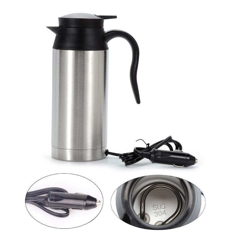 Stainless Steel Fast Boil, Portable Electric Hot Water Kettle for Tea and Coffee,750ml Car Electric Kettle Thermal Mug