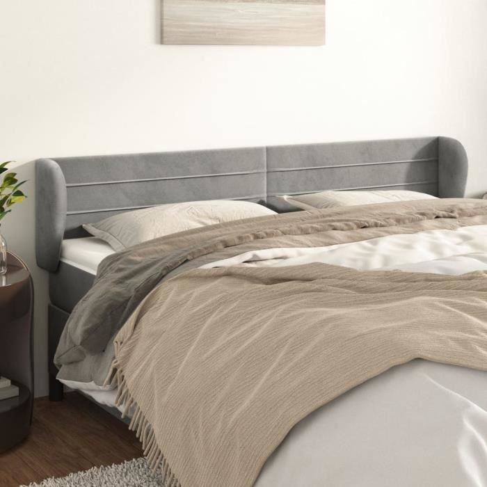 VidaXL Headboard with Ears Light Grey 203x23x78-88 Cm Velvet3117350