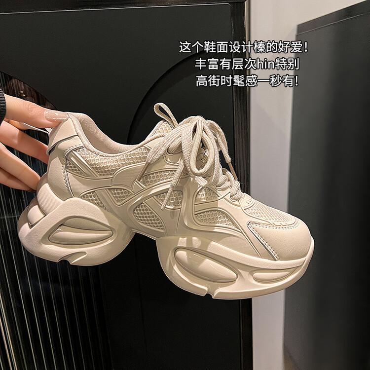 2025 Spring and Autumn New Comfortable and Versatile Feet Small Leather Platform Dad Shoes Sports and Leisure Shoes