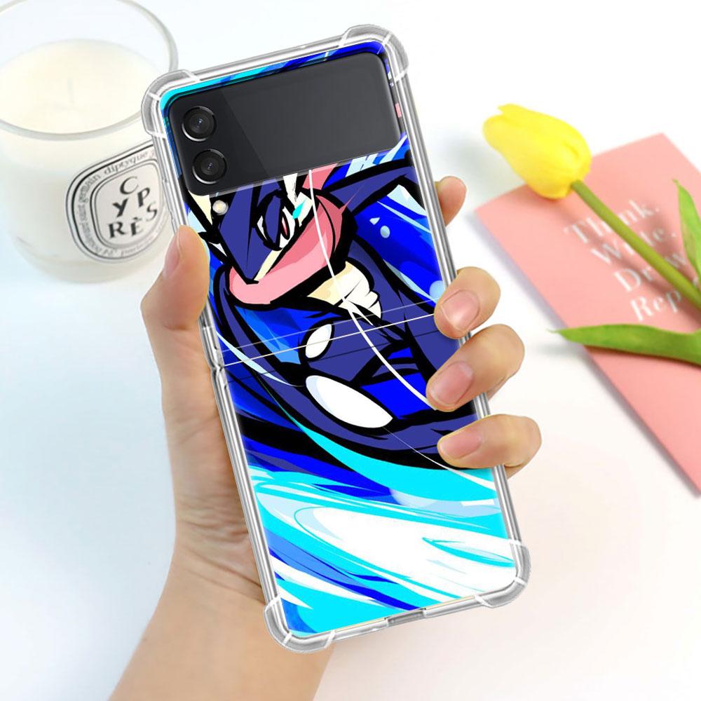 Luxus Hülle Für Samsung Galaxy Z Flip 3 4 5G Funda Z Flip3 Klare PC Hart Stoßfeste Rückseite Handy Coque Hülle Cartoon Anime Pokemon