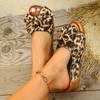 Women'S Fashion Leopard Print Wedge Sandals with Polka Dot Bow Detail - Open Toe Mid-Heel Platform, Casual Summer Style