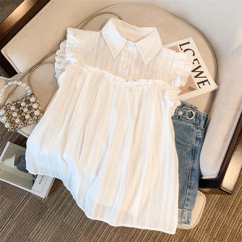 Women's White Chiffon Sleeveless Babydoll Top - Lightweight, Loose & Slim-Fitting Summer Style