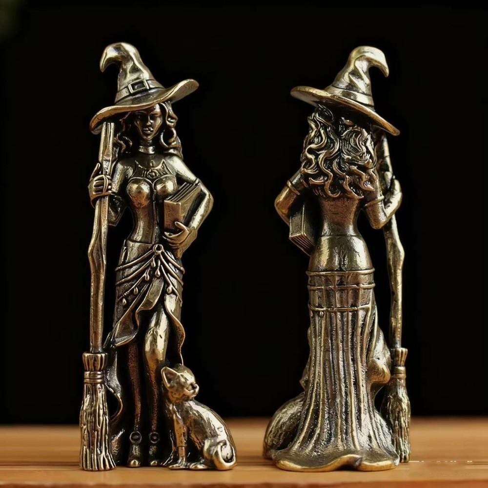 Halloween Magician Statue Vintage Magic Witch Figurine Table Decor Wizard Figurine Table