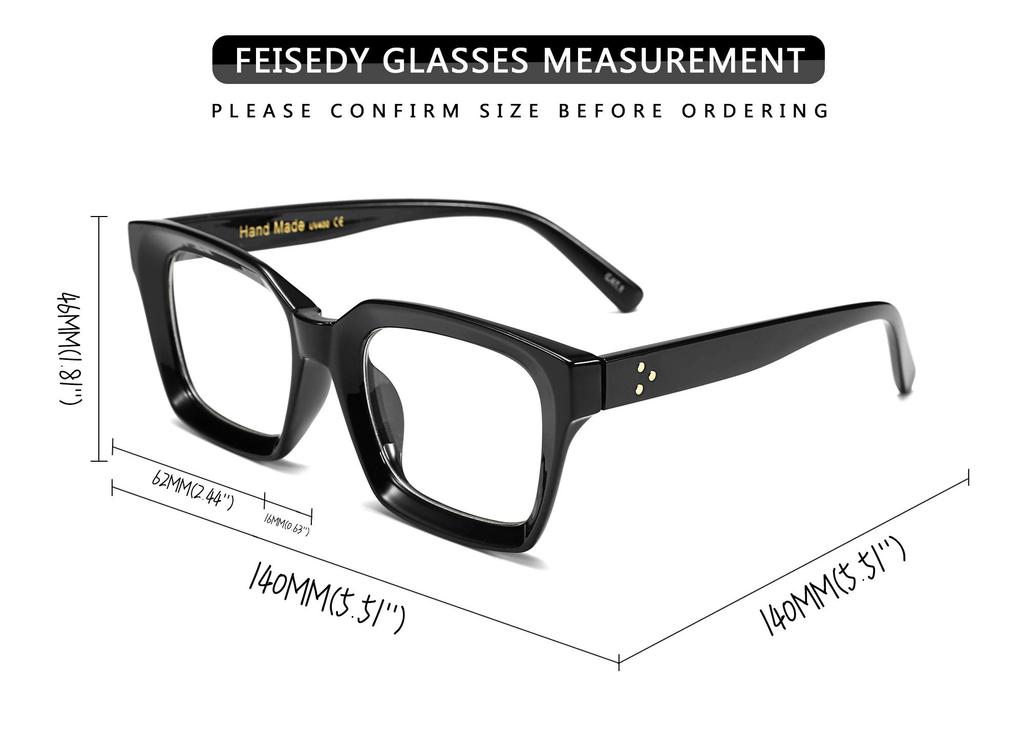 Reading Glasses Blue Light Cut Stylish Popular Retro Square Reading Glasses with Case B2479 [FEISEDY] Women's Men's
