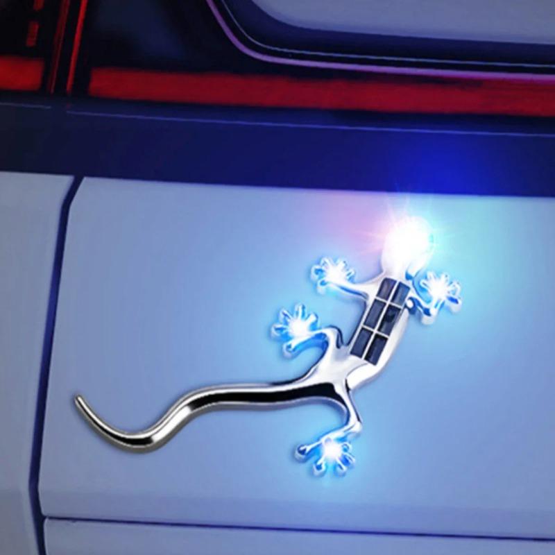 Vertical gecko car exterior sticker glow-in-the dark tail logo personality exterior sticker decorative metal