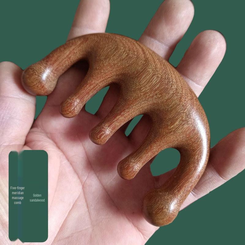 

Пятипальцевый гребень из натурального сандалового дерева: Антистатический, против выпадения волос инструмент для массажа головы для женщин – подарок из массива дерева
