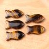 Hand Carved Healing Crystals Fish Figurine Natural Stone Animal Statue Amethyst Gemstone Pendant Home Decor DIY Hanging Ornament