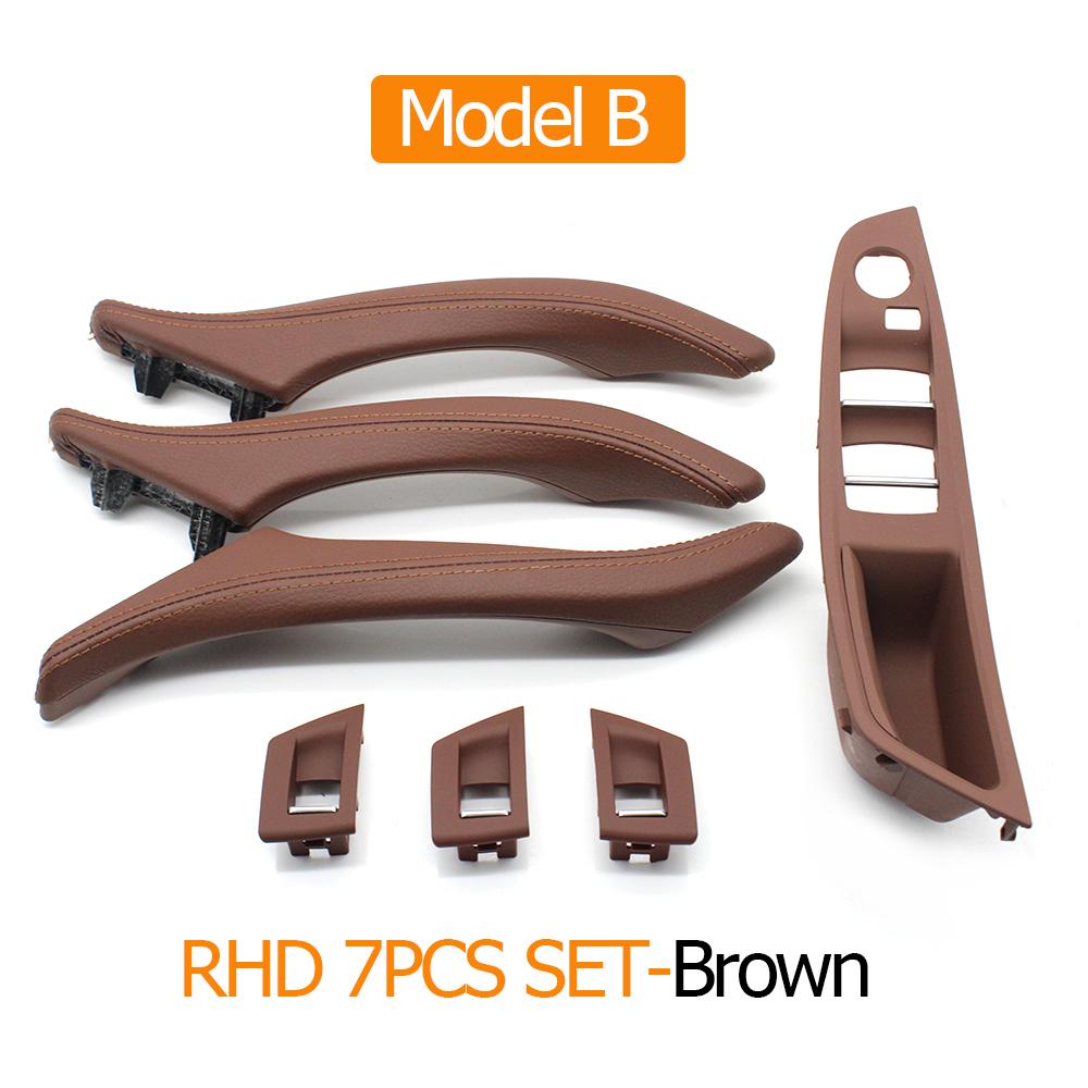 Right Hand Driver RHD Beige Black Car Interior Leather Door Handle Assembly 7PCS Set For BMW 5 Series F10 F11 523i 525i 528i 530