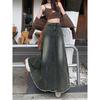 Plus-Size High Waist A-Line Denim Skirt for Autumn/Winter