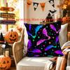 2D Flat - 1pc Halloween Bat Star Print Decorative Pillow Case, Short Plush Pillow Cover 45 X 45 Cm (17.7 X 17.7 Inches), Pillow Insert Not Included, D