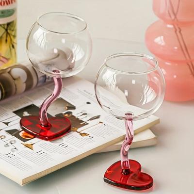 300ML Rood Hart Bodem Glas Kelk Mok Rode Wijn Glas Beker Borosilicaat Hittebestendig Glas Cocktail Glas Valentijnsdag