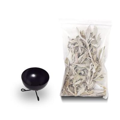 White Sage 30g Mini Iron Incense Burner Set, Power Stone, Purifying, Incense