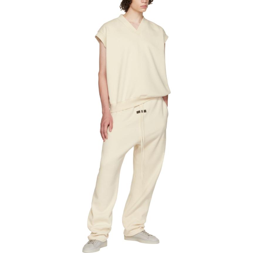 Fear of God Essentials FW22 Ribbed Knit V-Neck Vest Men Tops Eggshell-White FOG-FW22-890