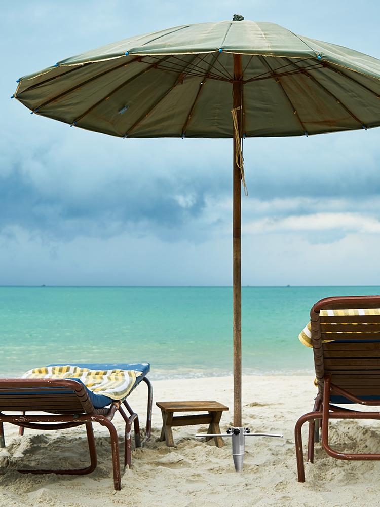 Beach Umbrella Sand Anchor No Dig Metal Umbrella Stand Heavy Duty Beach Sand Ground Anchor for Outdoor Yard Garden