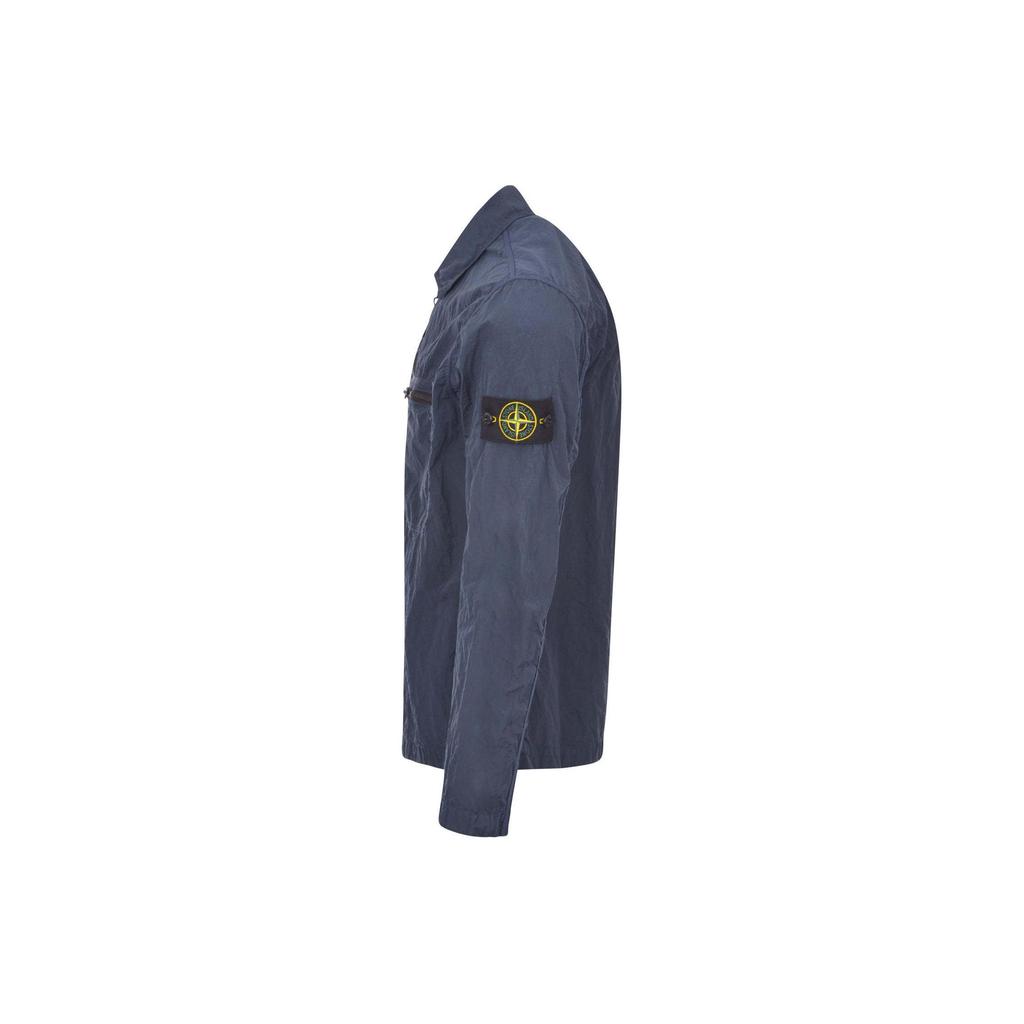 STONE ISLAND Ss24 Nylon Metal Lightweight Solid Color Polo Collar Single Pocket Logo Long Sleeve Jacket Men Jackets Gray Blue 801511219-V0024