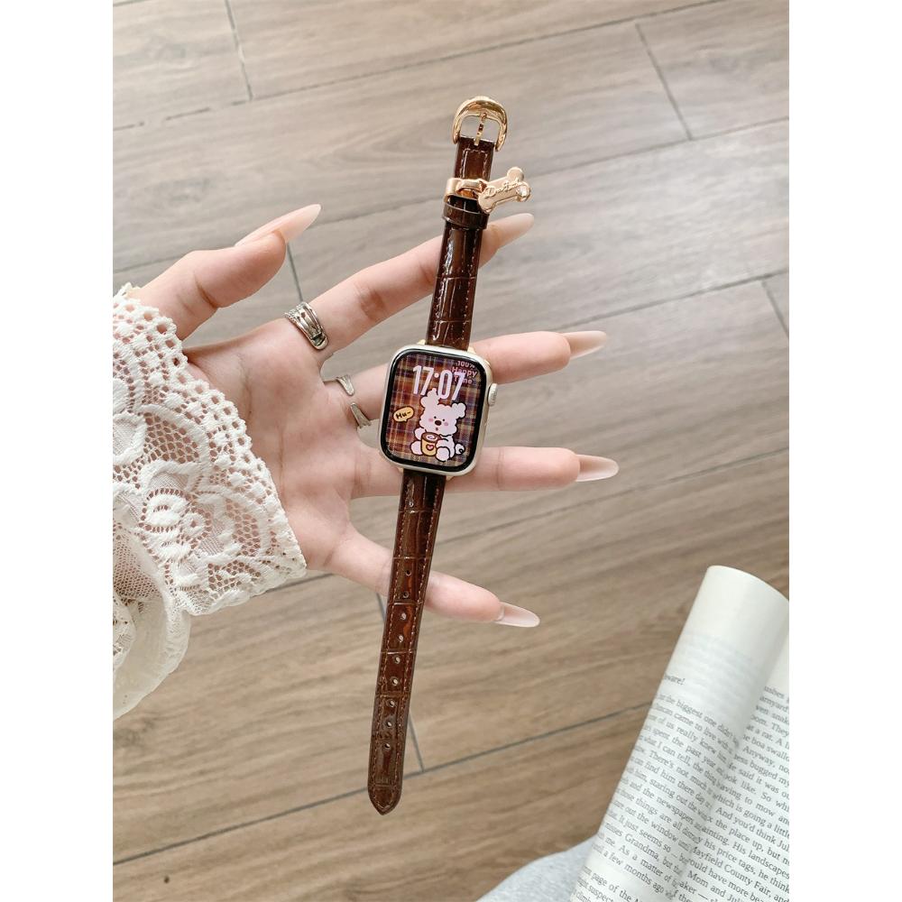 Bone Pendant Bamboo Texture Strap For Apple Watch Band Cute Women 11/10/9/8/7/6/5/4/3 38mm 40mm 41mm 42mm 44mm 45mm 46mm 49mm Strap
