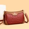 Trendy and fashionable small square bag, retro contrasting color women's bag, simple casual shoulder bag, crocodile pattern embossed messenger bag.